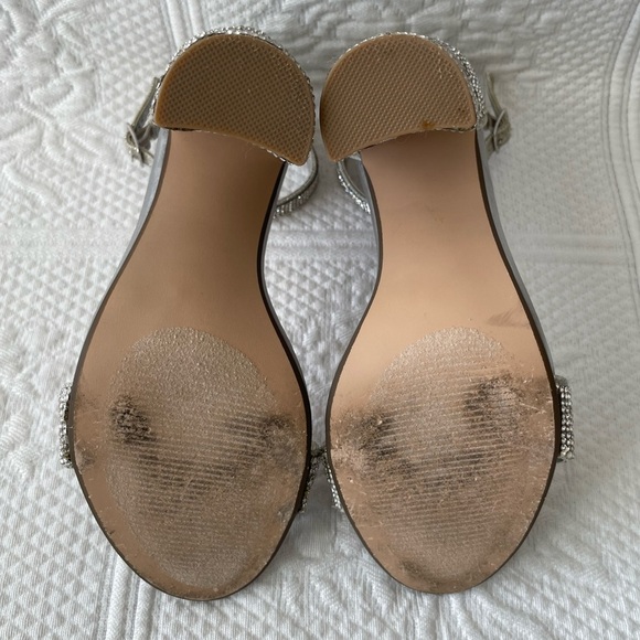 Steve Madden Carson-R Crystal Rhinestone Ankle Strap Open Toe Heels Silver 6 - Picture 8 of 13